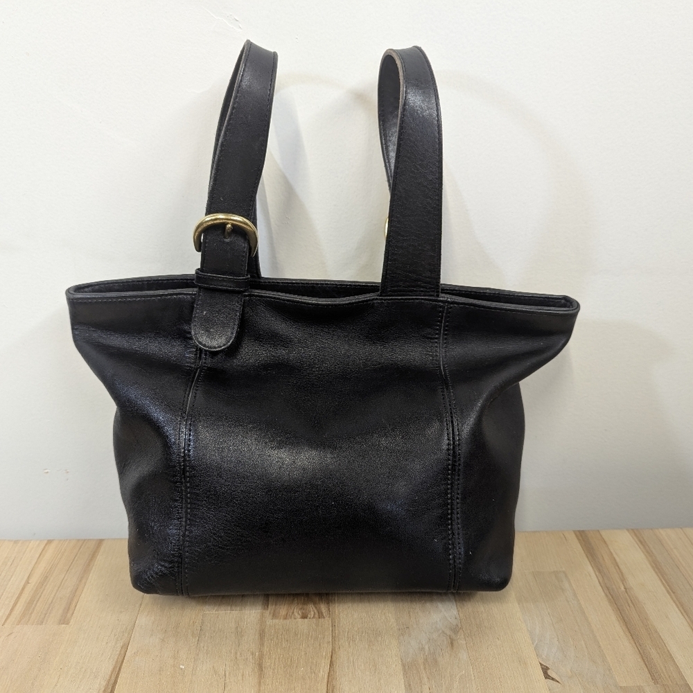 Vintage Coach Black Leather Waverly Small Tote Top Double Handle United States